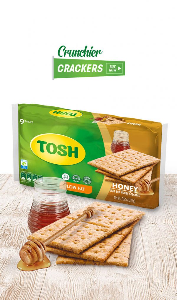 healthy and delicious Tosh crackers package
