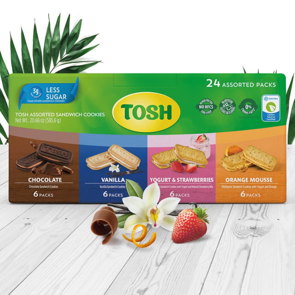 Tosh 24 assorted packs sandwich cookies package