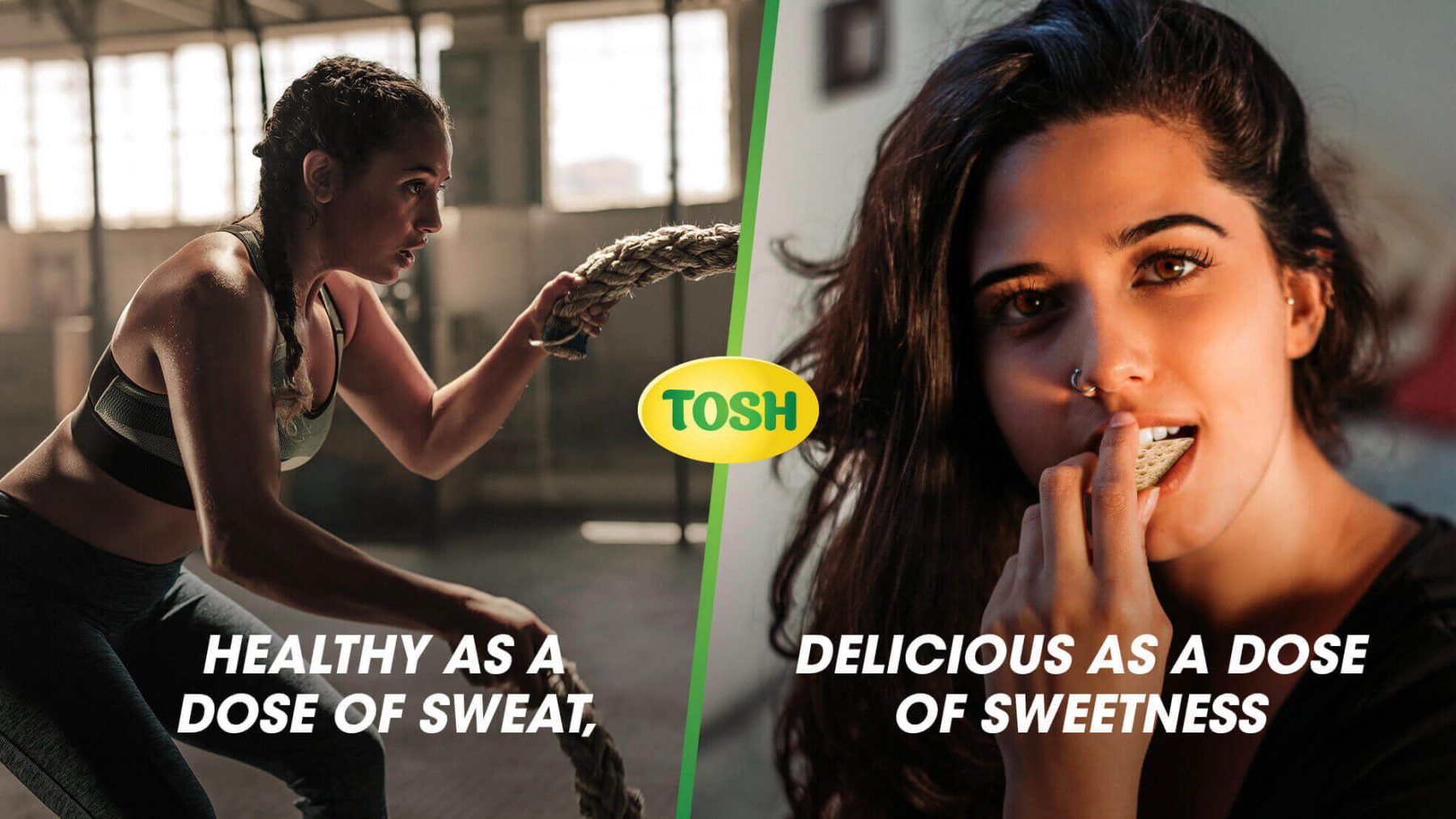 Women eating healthy and delicious Tosh cracker