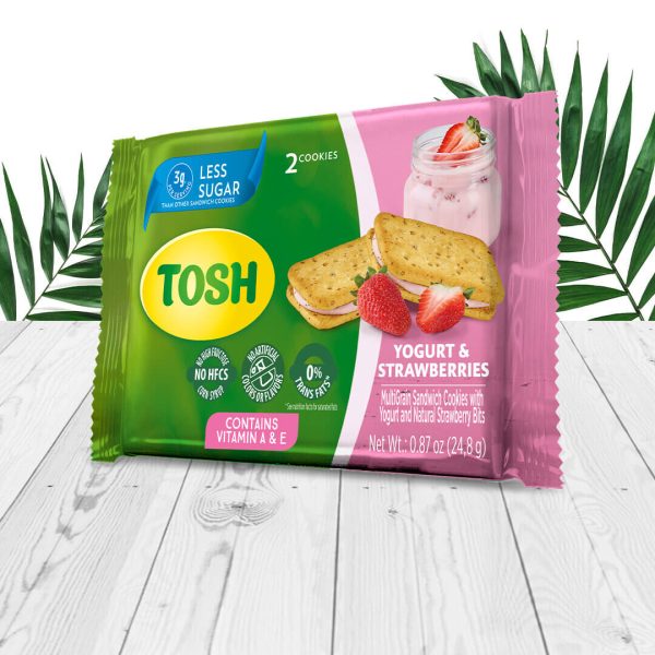 Tosh yougurt with strawberry sandwich cookies package